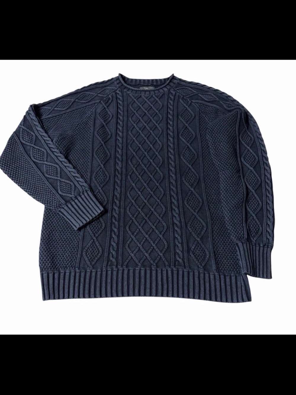 LL Bean Signature Fisherman Sweater Heavyweight Cable Knit Men XL cotton Linen